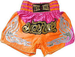 Pantalón Corto Bicolor Rosa Naranja para Muay Thai y Fitness - Talla L