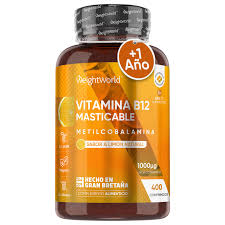 Vitamina B12 Masticable Vegana 1000mcg - 400 Comprimidos Sabor Limón